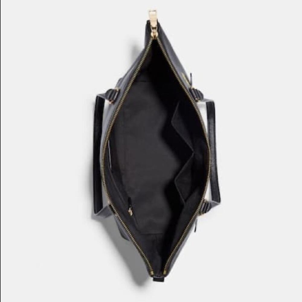 New Coach Gallery Tote Bag With Diary Embroidery/Pebble Leather/Black - Picture 8 of 11